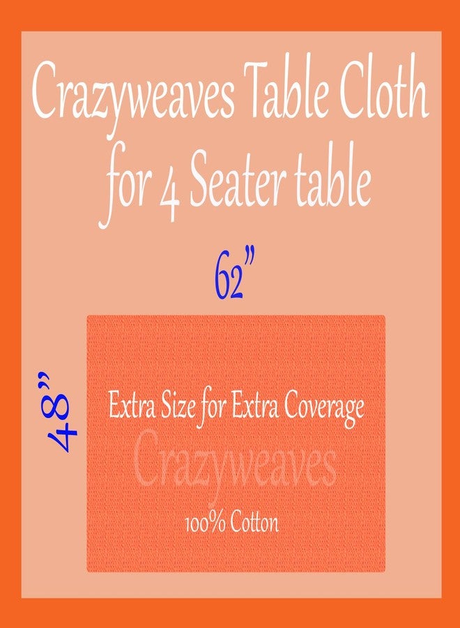 CRAZYWEAVES Cotton Table Cloth 4 Seater Dinning Table Cover Rectangular 100% Cotton Table Cover in Burgandy Dobby Stripes with Hemmed Edges Washable Table Cloth Size 48"x62" - Image 2