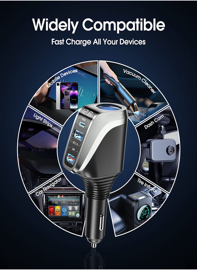 SYOSI - USB C Car Charger 4 in 1 Cigarette Lighter Adapter Socket Splitter with 3 USB Ports 12V/24V Dual USB Type C PD Super Fast Car Charger Adapter Compatible with iPhone14/13/Samsung/Google/GPS - Image 1