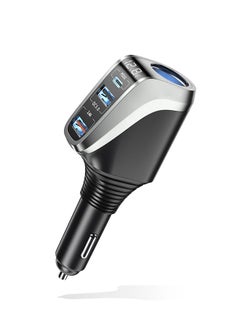 USB C Car Charger 4 in 1 Cigarette Lighter Adapter Socket Splitter with 3 USB Ports 12V/24V Dual USB Type C PD Super Fast Car Charger Adapter Compatible with iPhone14/13/Samsung/Google/GPS