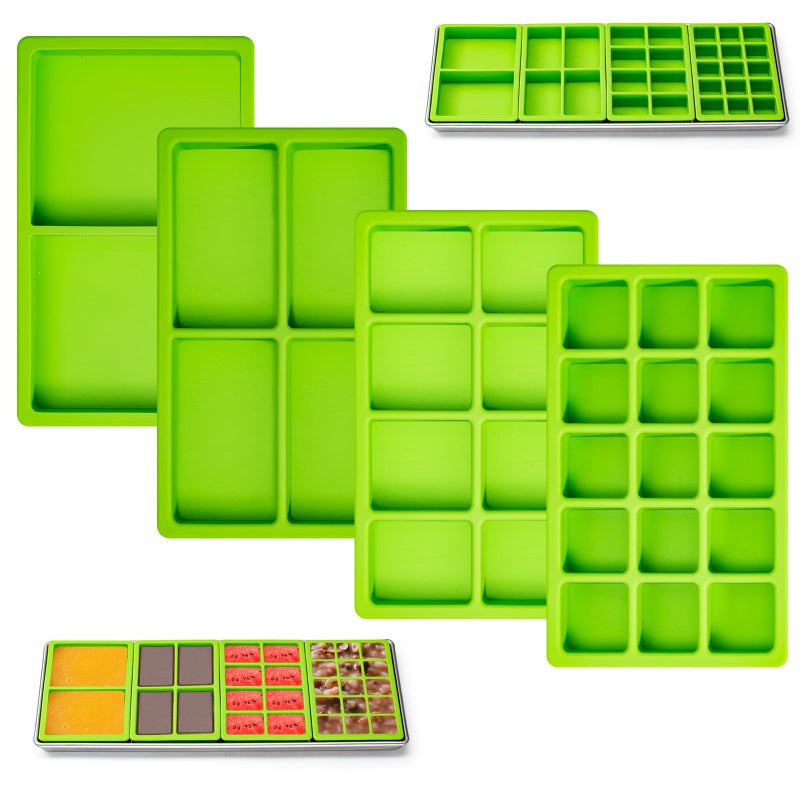 Friheten Mix Cavity Silicone Tray Dividers for Harvest Right Freeze Dryer Medium and Small Trays, 4 Pieces Green Silicone Trays for Harvest Right Freeze Dryer Accessories - Image 1