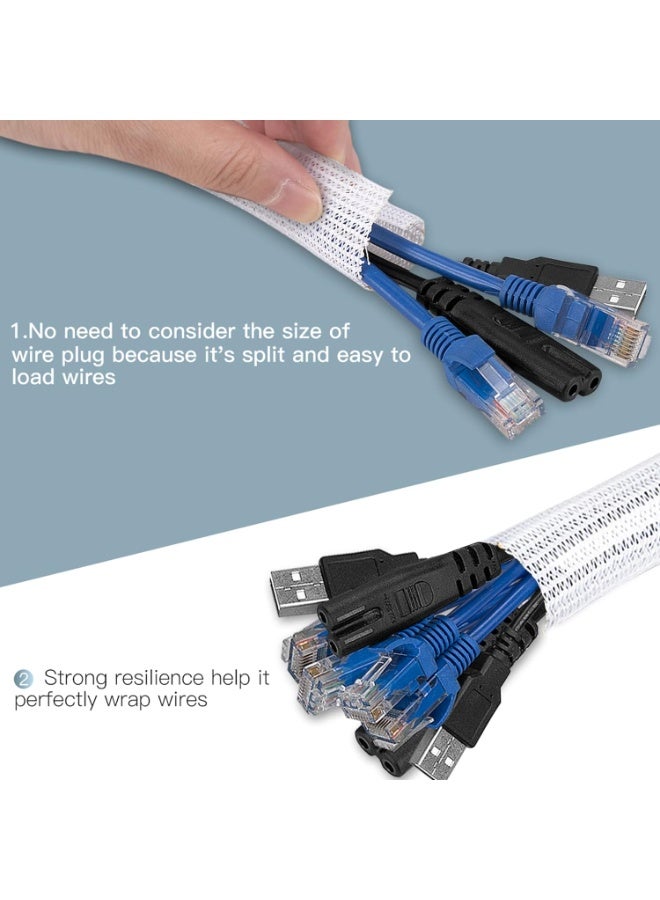 2m White Cable Sleeve – Self-Closing Cable Management System for Desktops, TVs, Projectors – Heat-Resistant Wire Organizer  Pet-Proof Protection - Image 4