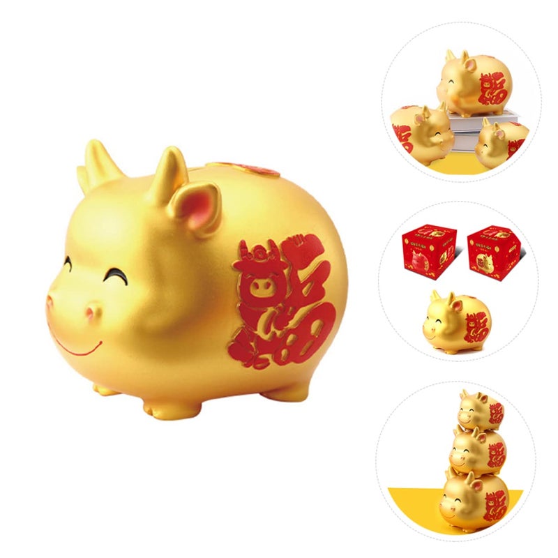 Golden Ox Money Bank Large Capacity Piggy Pot Home Office Decor Savings Box - Image 3