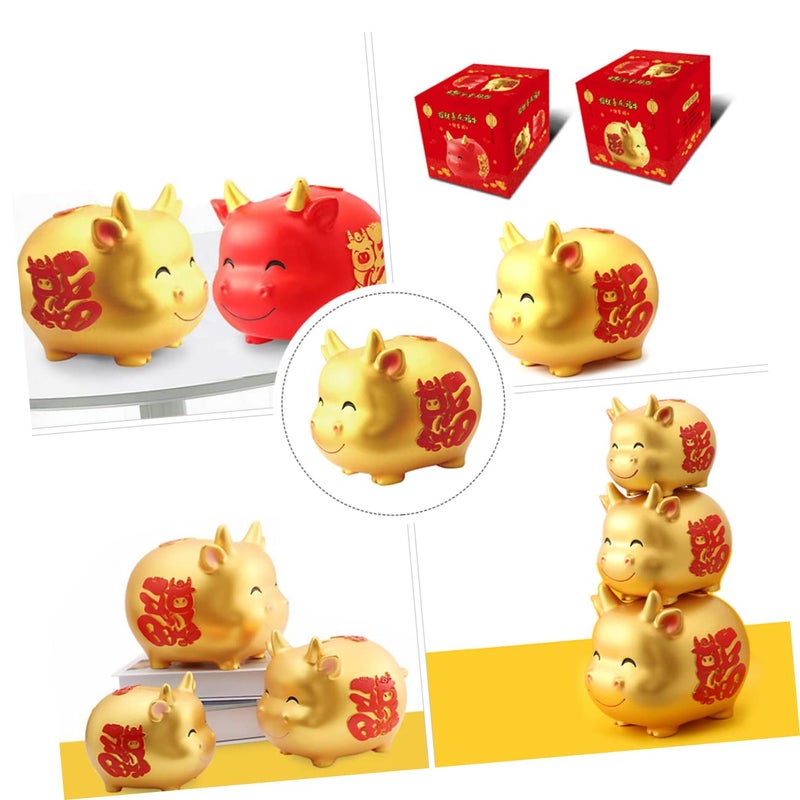 Golden Ox Money Bank Large Capacity Piggy Pot Home Office Decor Savings Box - Image 4