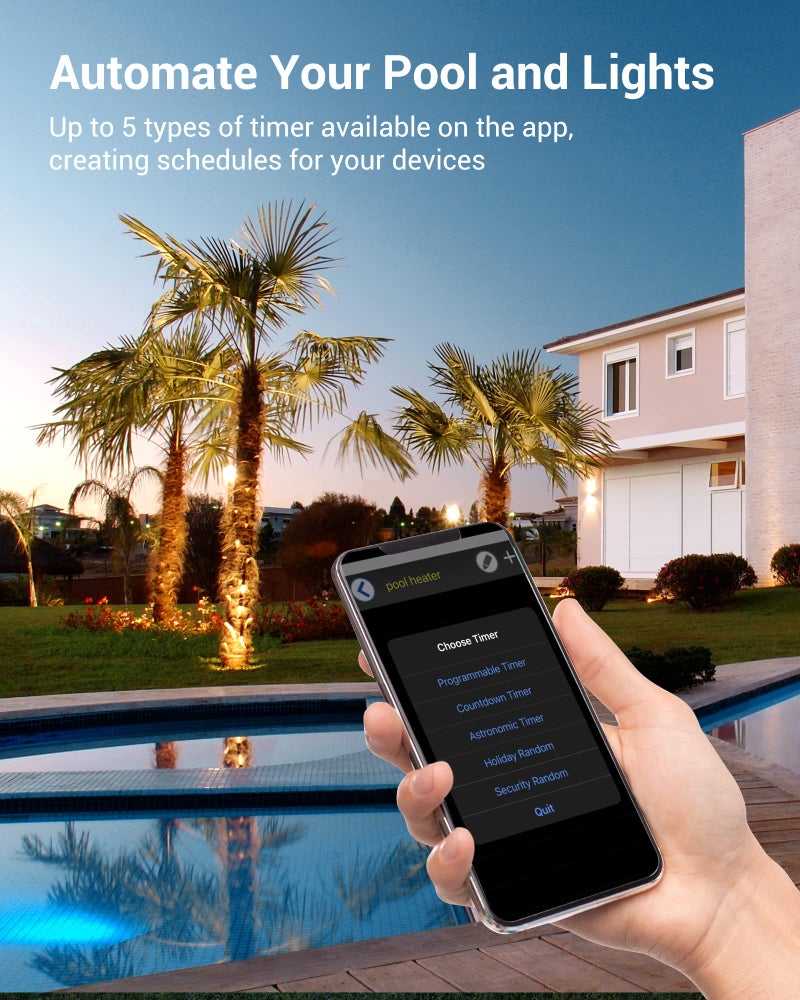 DEWENWILS Pool Pump Timer, Outdoor Wi-Fi Box, Heavy Duty 40A 120-277 VAC 2HP Wireless Controller Timer, Water Heater, Compatible with Smart Phone, Alexa, Google Assistant, UL Listed - Image 5