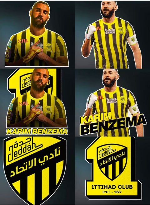 6 قطع من ملصقات ثلاثية الأبعاد لمشجعي فريق نادي الاتحاد لكرة القدم للهواتف المحمولة أو الأسطح الملساء الأخرى
