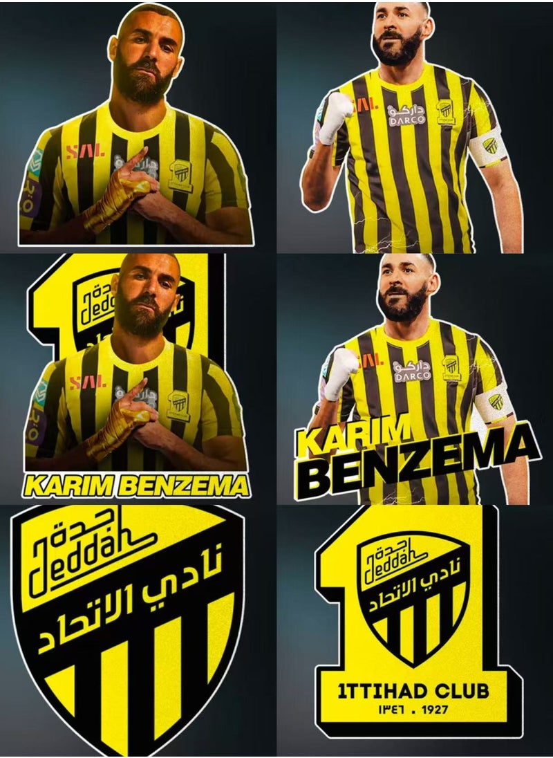 6 قطع من ملصقات ثلاثية الأبعاد لمشجعي فريق نادي الاتحاد لكرة القدم للهواتف المحمولة أو الأسطح الملساء الأخرى