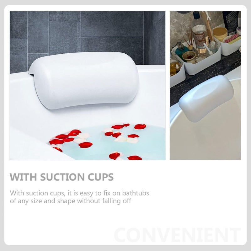 Generic Suction Cup Bathtub Pillow Neck Rest with Tub Head Support, White Bath Cushion for Spa and Home Bathing Comfort - Image 3
