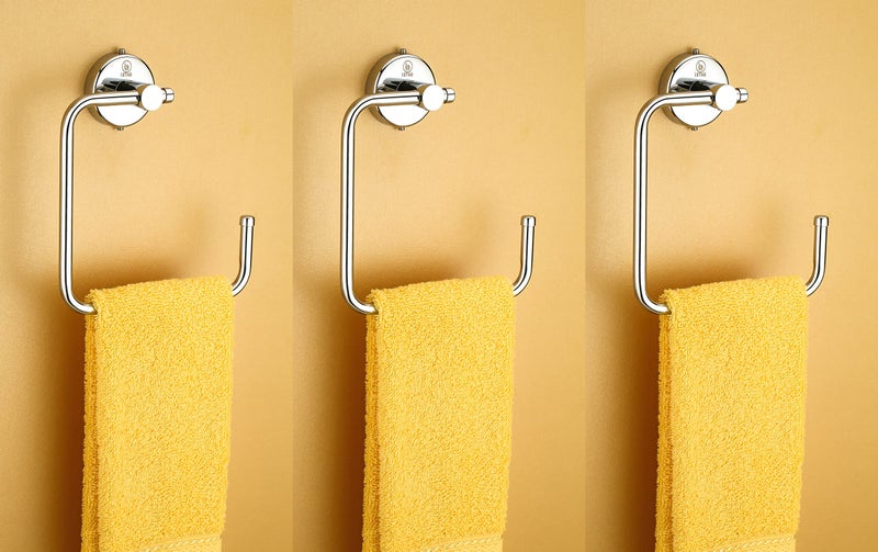 iSTAR Stainless Steel 304 Grade Chrome Finished Half Square Shape Towel Ring/Napkin Holder/Towel Hanger (Pack of 3) - Image 1