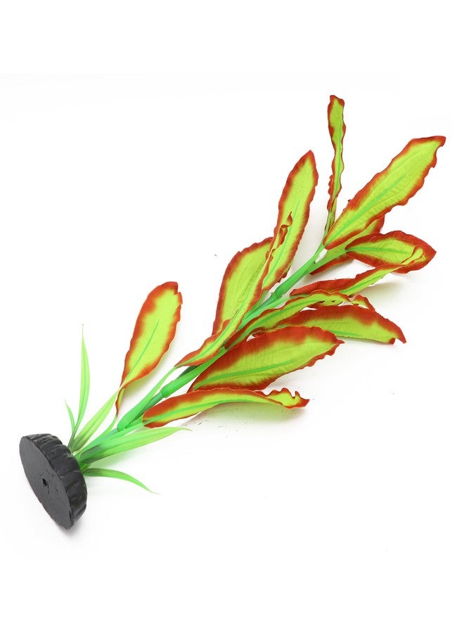 ALEGI Silk Aquarium Plants, 16 Inch Artificial Silk Plants Decorations for Fish Tank,Aquarium Décor Plastic Plants (Light Green with Red, 2 Pack) - Image 3