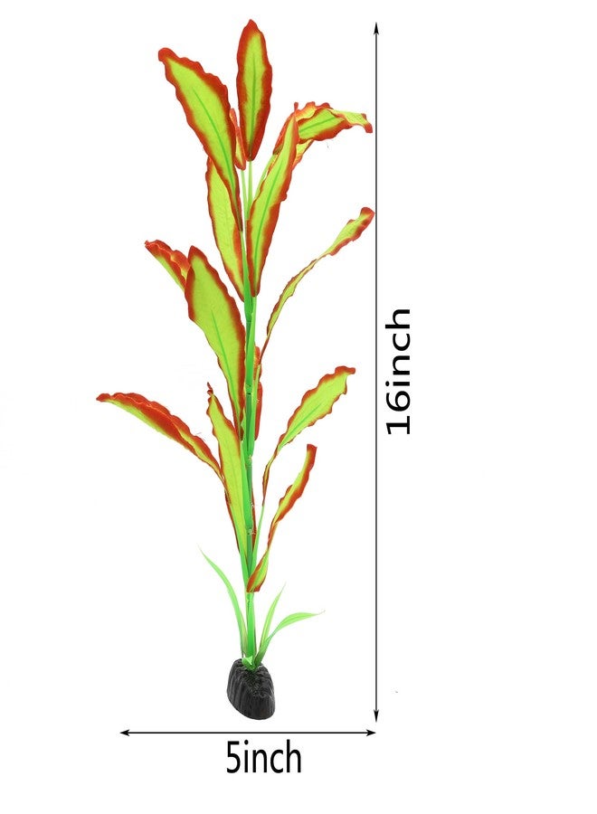 ALEGI Silk Aquarium Plants, 16 Inch Artificial Silk Plants Decorations for Fish Tank,Aquarium Décor Plastic Plants (Light Green with Red, 2 Pack) - Image 2