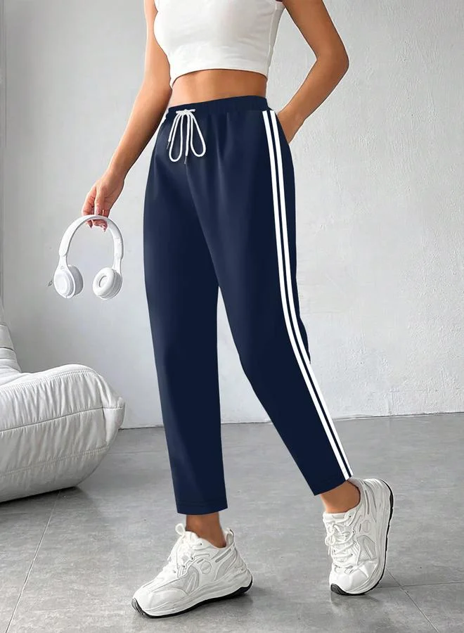 Take Two Women's Checked Drawstring Waist Pocket Detail  Chino