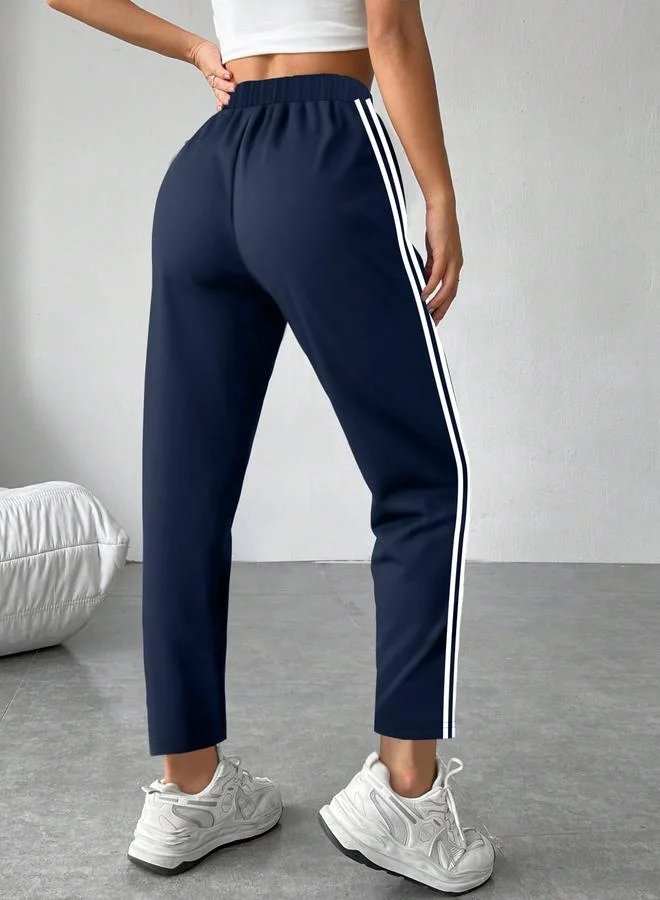 Take Two Women's Checked Drawstring Waist Pocket Detail  Chino