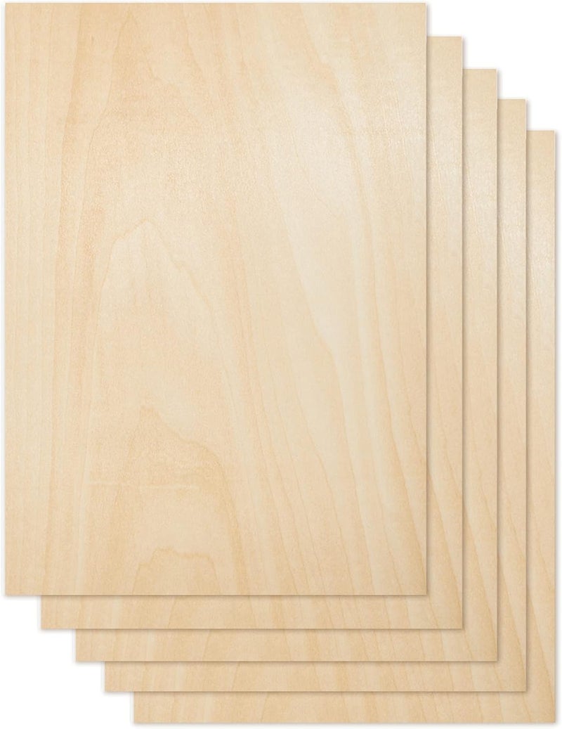 Craftiff Plywood Board Basswood Sheets 1/16 inch, Thin Natural Unfinished Wood for Crafts, Hobby and Model Making – 1.5mm (5 Sheets) - Image 1