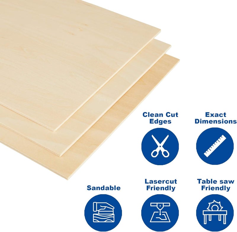 Craftiff Plywood Board Basswood Sheets 1/16 inch, Thin Natural Unfinished Wood for Crafts, Hobby and Model Making – 1.5mm (5 Sheets) - Image 3