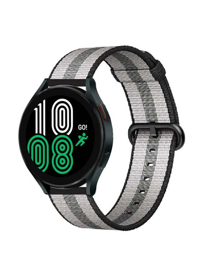 Perfii Woven Nylon Replacement Band For Samsung Galaxy Watch4 40/44mm Black Stripe - Image 2