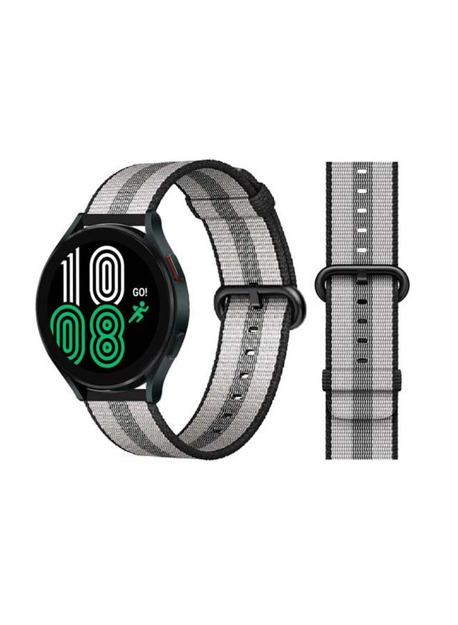 Perfii Woven Nylon Replacement Band For Samsung Galaxy Watch4 40/44mm Black Stripe - Image 1