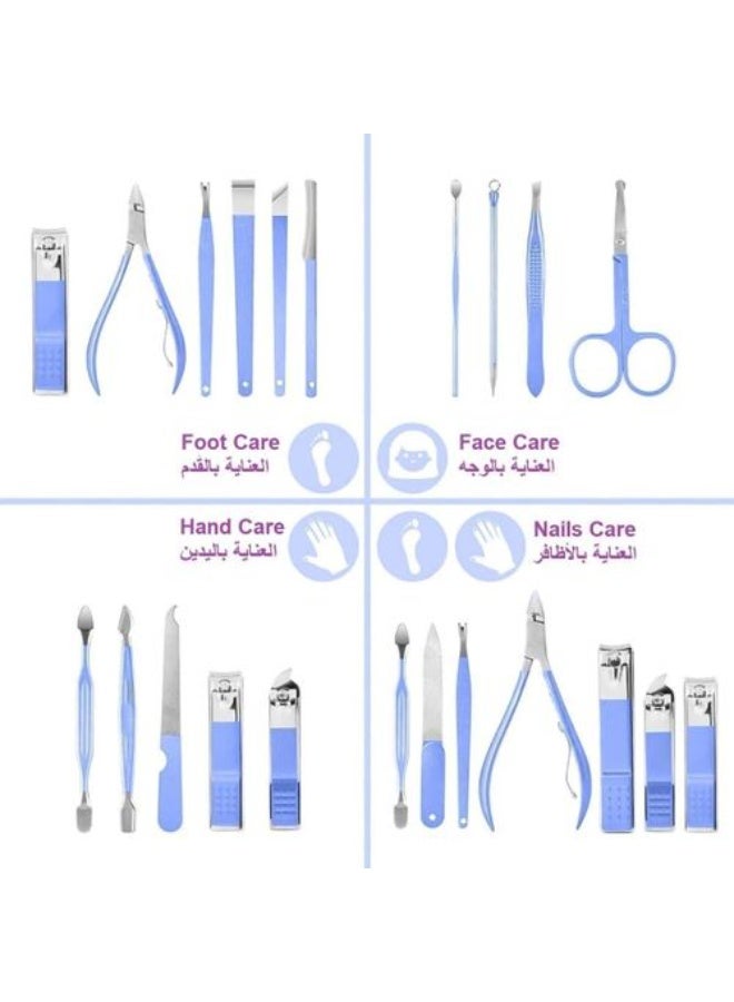 هدايا للرجال/النساء، مجموعة مانيكير من فولاذ مقاوم للصدأ مع حافظة من جلد صناعي، أداة العناية الشخصية - Image 3