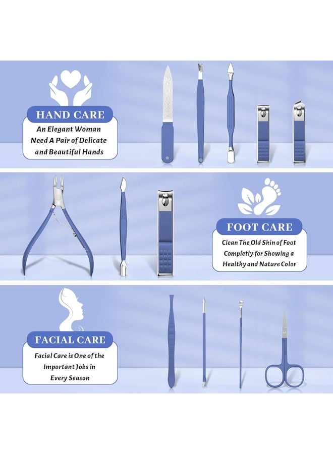 هدايا للرجال/النساء، مجموعة مانيكير من فولاذ مقاوم للصدأ مع حافظة من جلد صناعي، أداة العناية الشخصية - Image 2