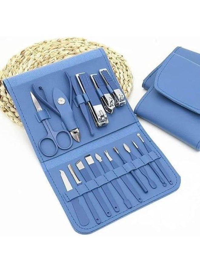 هدايا للرجال/النساء، مجموعة مانيكير من فولاذ مقاوم للصدأ مع حافظة من جلد صناعي، أداة العناية الشخصية - Image 1