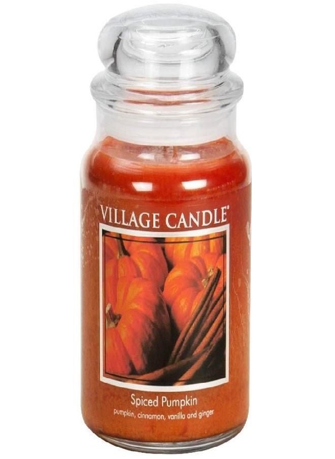 Village Candle Village Candle Spiced Pumpkin Large Apothecary Jar, Scented Candle, 21.25 oz.  - Image 1