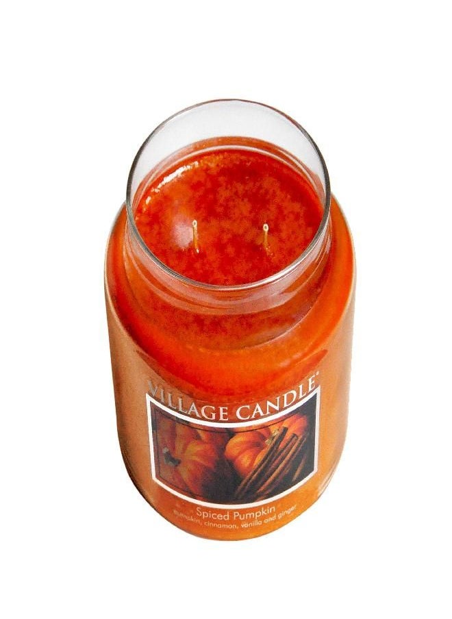 Village Candle Village Candle Spiced Pumpkin Large Apothecary Jar, Scented Candle, 21.25 oz.  - Image 3