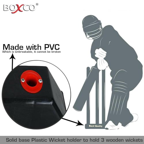 BOXCO Ensure Stable Play with BOXCO Heavy Duty Wooden Wicket Stand. Strong, Durable and Easy to Set up, it securely Holds wickets in Place for Practice Sessions and Cricket Matches. - Image 3