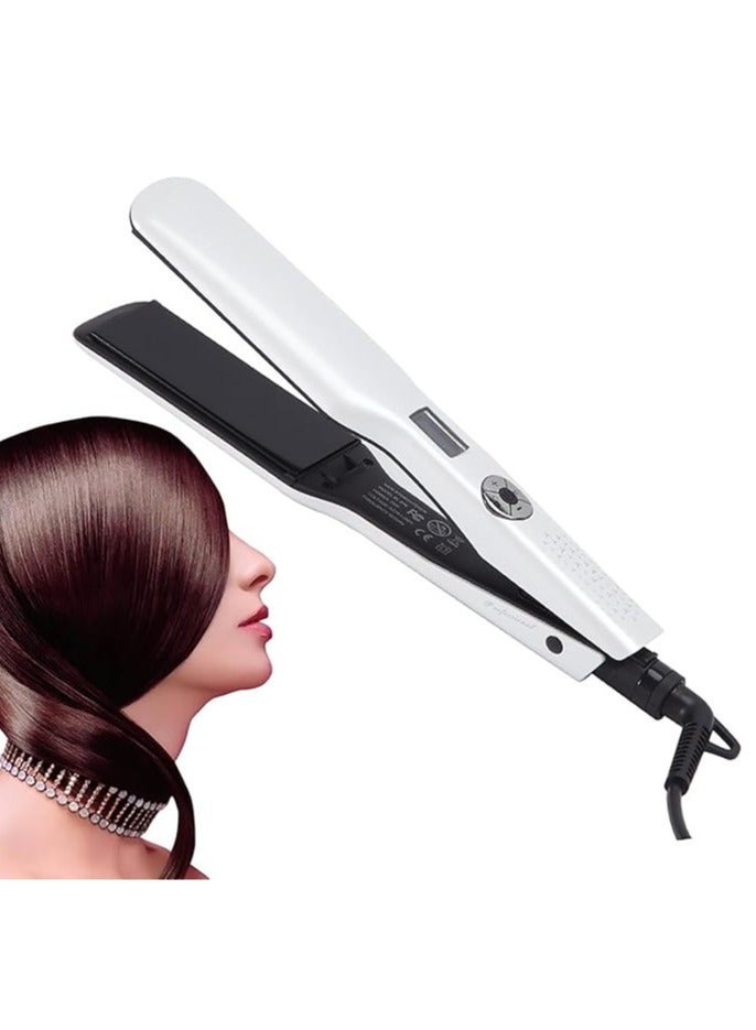 Women's Hair Straightener Wide Board, Ceramic Hairstylist, 12 Speed Adjustable Flat Iron LED Display Dual Voltage Hair Styler, Quick Heating Hair Styling Tool - Image 1
