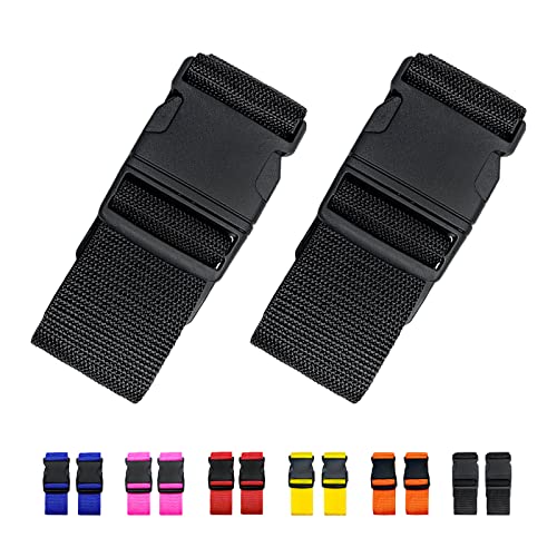 Jcpmcxs 2 Pack Suitcase Straps, Bright Color Adjustable Luggage Belts, TSA Approved (Black) - Image 1
