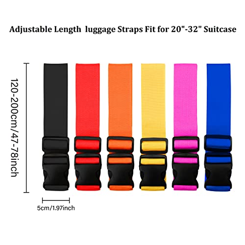 Jcpmcxs 2 Pack Suitcase Straps, Bright Color Adjustable Luggage Belts, TSA Approved (Black) - Image 2