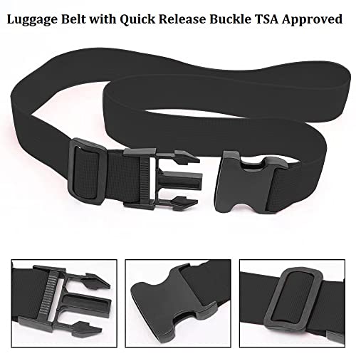 Jcpmcxs 2 Pack Suitcase Straps, Bright Color Adjustable Luggage Belts, TSA Approved (Black) - Image 3