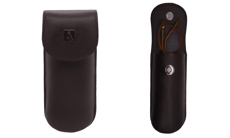 Adamis Genuine Leather Hard Shell Men And Women Spectacle Case, Convertible To Soft And Flexible Spectacle Pouch With Removable Leather Shell. Durable For Sunglass, Eyeglass And Reading Glasses. - Image 1