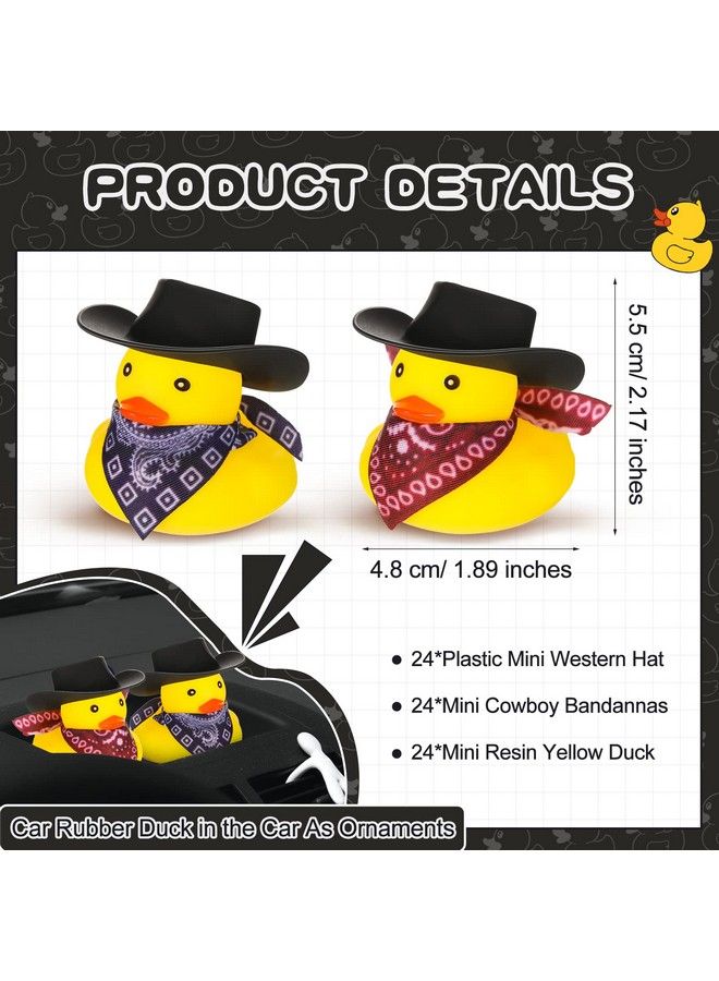 Hanaive Set Of 24 Cowboy Rubber Duck With Hat And Scarf Mini Rubber Duckies Bath Party Toys Bathtub Toys Shower Birthday Swimming Party Favor 2 Styles (Black)  - Image 3
