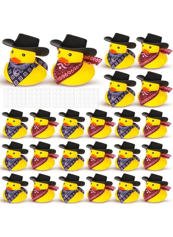 Hanaive Set Of 24 Cowboy Rubber Duck With Hat And Scarf Mini Rubber Duckies Bath Party Toys Bathtub Toys Shower Birthday Swimming Party Favor 2 Styles (Black)  - Image 2