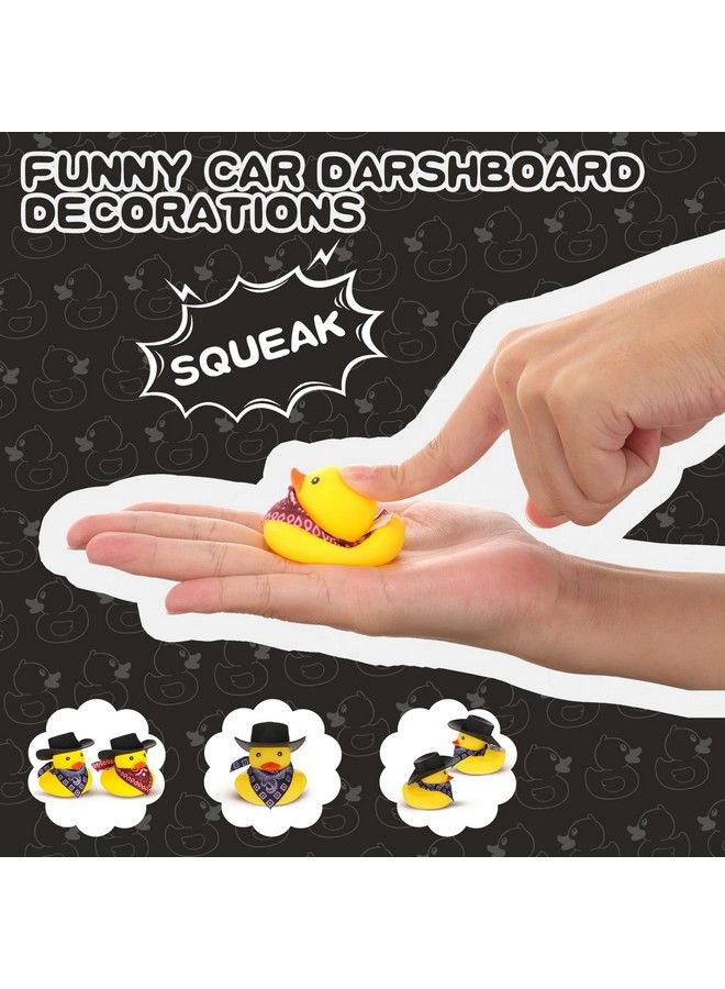 Hanaive Set Of 24 Cowboy Rubber Duck With Hat And Scarf Mini Rubber Duckies Bath Party Toys Bathtub Toys Shower Birthday Swimming Party Favor 2 Styles (Black)  - Image 4