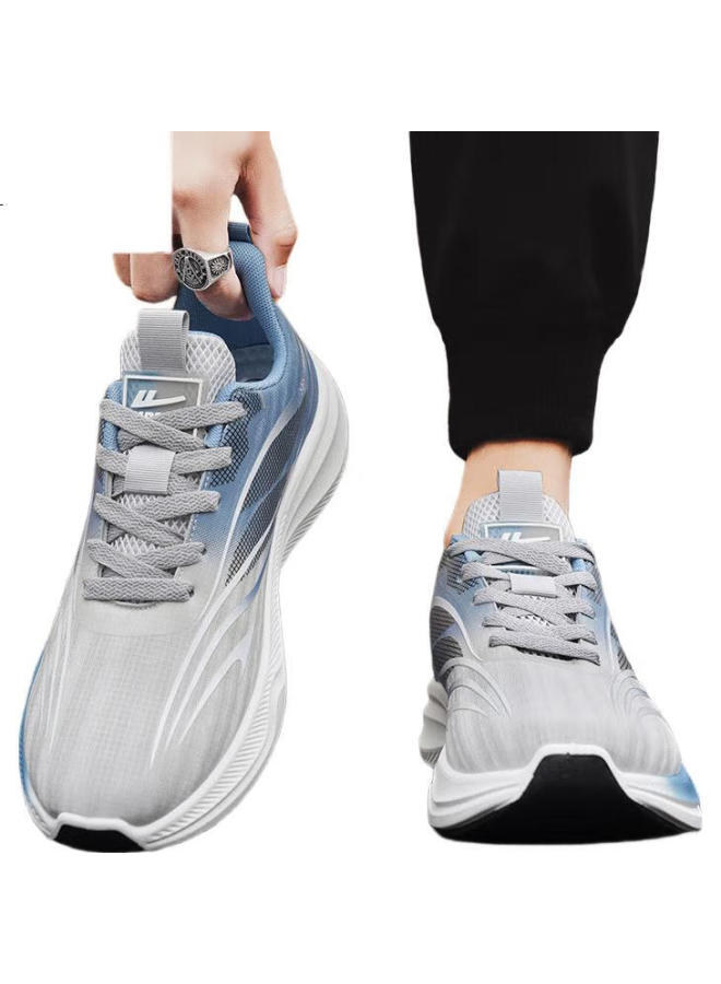 Pull Back Warrior Men'S Soft Sole Sports Shoes Lightweight Versatile Breathable Casual Leather Running Shoes Grey Blue-G892C-1 Size 42 - Image 3