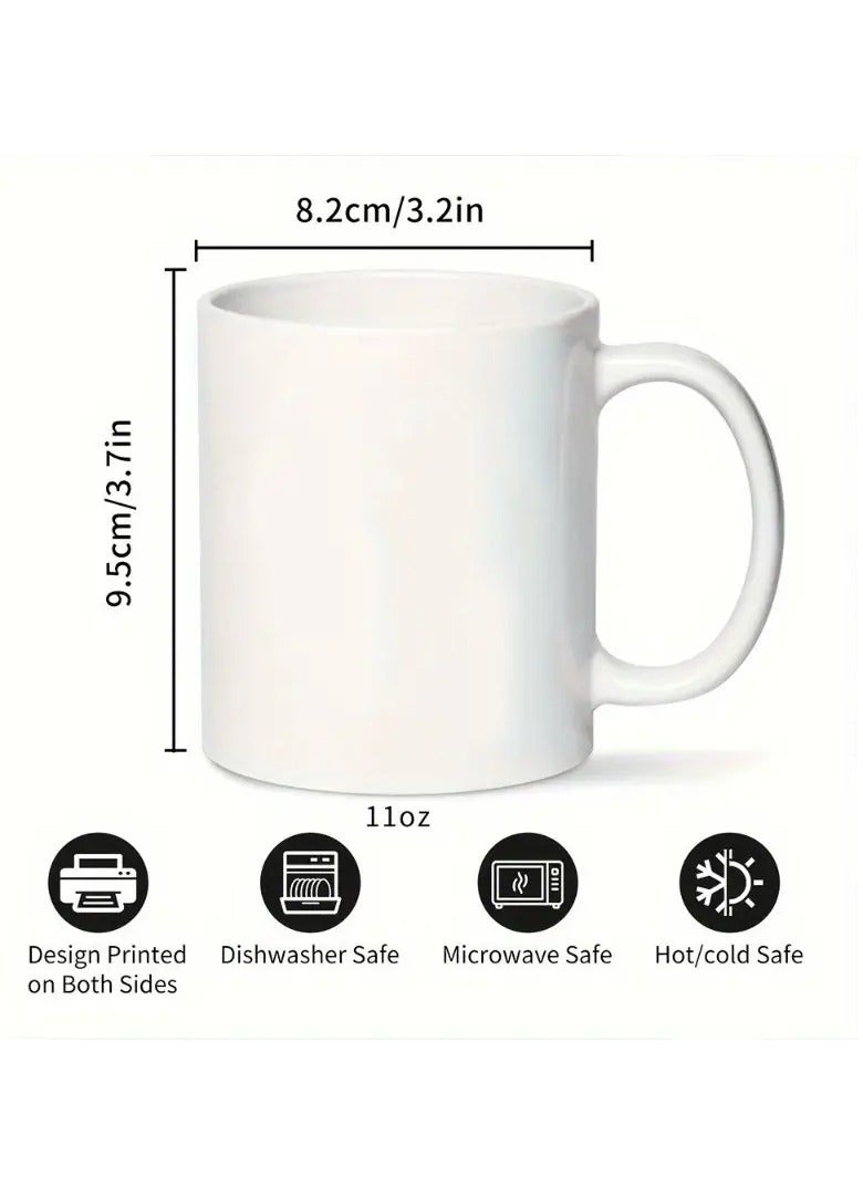 RYN 1pc 11OZ Ceramic Merry Christmas Coffee Mug - Double-Sided Printed Holiday Cup, Festive Gift for Men & Women, Ideal for Office, Dorm, School - Seasonal Tea & Coffee Mug N/Blue - Image 2