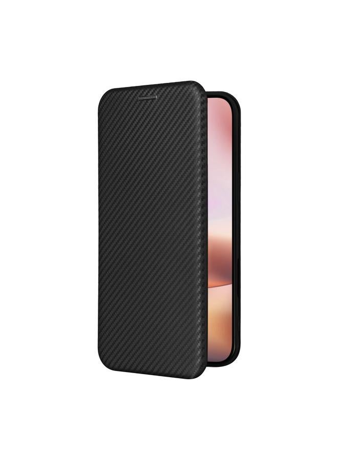 اس-توب جراب هاتف iPhone 16 مصنوع من ألياف الكربون والجلد القابل للطي - Image 2