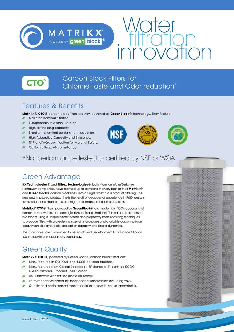 MATRIKX KX 32-250-10-GREEN | 10" CTO Carbon Block Water Filters for Chlorine Taste and Odor reduction | KX MatriKX Powered by GREENBLOCK | Replaces 32-250-125-975 - Image 3