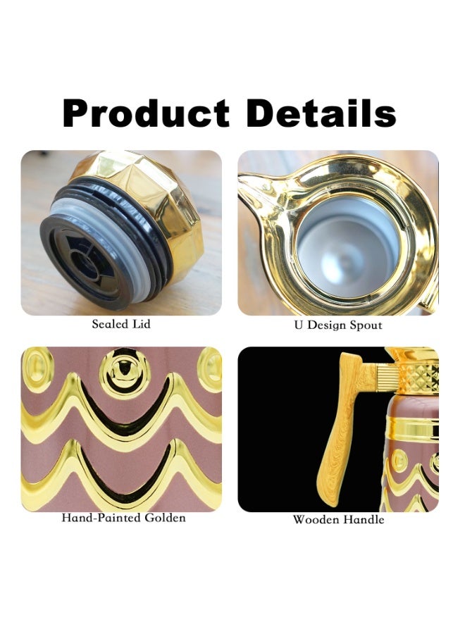 Sakura Train 1000ML Purely Handmade Enamel Drip Glue Process Luxury Thermal Coffee Carafe Insulated Stainless Steel Vacuum Coffee Carafe for Hot Liquids, Turkish Middle Eastern Stainless Steel Teapot Coffee Pot for Women, Men, Adults, Guests or Party - Best Gift Idea - Image 2