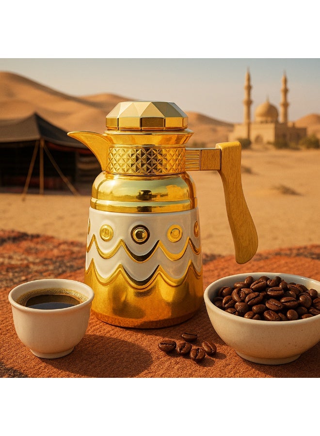Sakura Train 1000ML Purely Handmade Enamel Drip Glue Process Luxury Thermal Coffee Carafe Insulated Stainless Steel Vacuum Coffee Carafe for Hot Liquids, Turkish Middle Eastern Stainless Steel Teapot Coffee Pot for Women, Men, Adults, Guests or Party - Best Gift Idea - Image 4