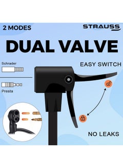 مضخة هواء للدراجات من شتراوس بإبرة وصمام مزدوج | بطول 30 سم | مضخة محمولة بوضعين، مثالية لنفخ الدراجات وحلقات السباحة | قاعدة متينة ومقبض مريح، (أسود) - pzsku/Z17EA529C7043D54BFB47Z/45/_/1737806090/8bc5be61-9b15-4016-bea9-3d780f33cc2e