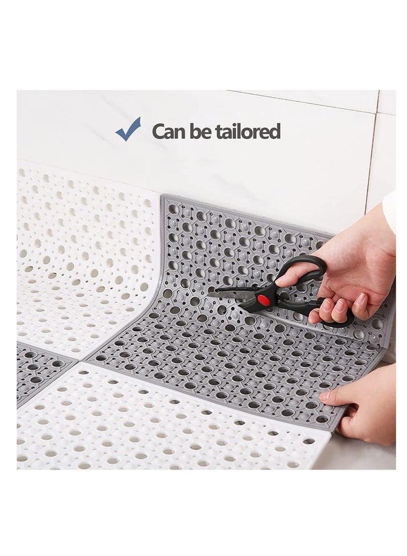 12PCS Bath Mat, Non Slip Shower Mat, Bathroom Mats Bathroom Rugs, Interlocking Soft PVC Floor Mats, DIY Floor Mat with Drain Holes for Home Kitchen Bathroom Shower Pool Balcony (A-Light Yellow) - Image 3