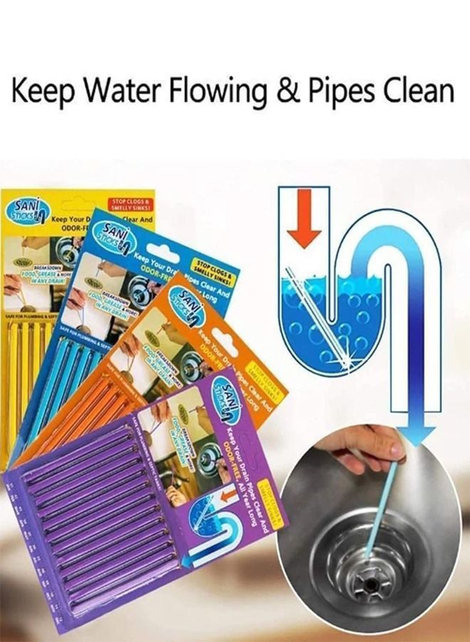 Y&D Drain Cleaner Stick 48Pcs Sticks Deodorizer Bathroom Sink Cleaning Tool for Kitchen Shower Bathroom Toilet Freshener - Image 2