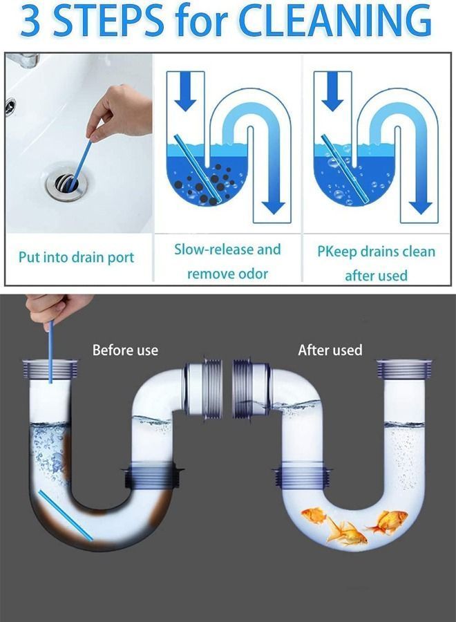 Y&D Drain Cleaner Stick 48Pcs Sticks Deodorizer Bathroom Sink Cleaning Tool for Kitchen Shower Bathroom Toilet Freshener - Image 3