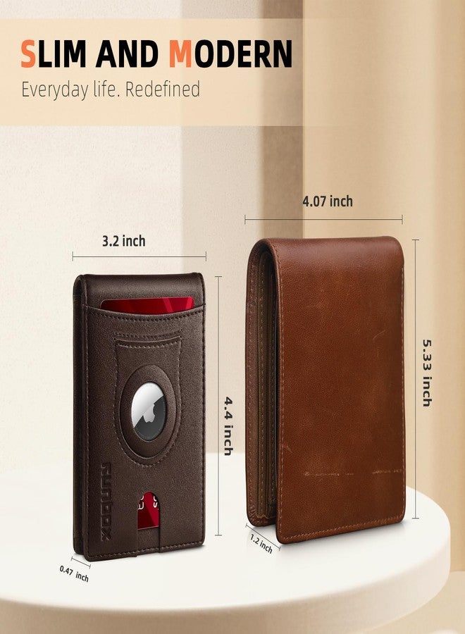RUNBOX AirTag-Wallet-Mens-Slim-RFID Blocking Wallets Leather with Bill Compartment Air Tag Bifold Card Holder Wallet Gifts for Men Dad - Image 4