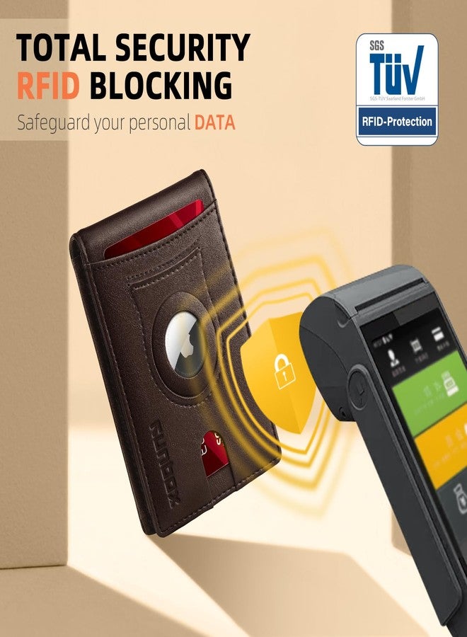 RUNBOX AirTag-Wallet-Mens-Slim-RFID Blocking Wallets Leather with Bill Compartment Air Tag Bifold Card Holder Wallet Gifts for Men Dad - Image 5