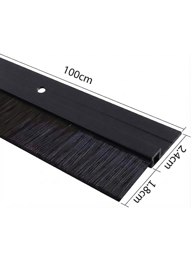 1M Door Draft Stopper Brush Seal Strip, Dust Guard Door Bottom Seal, Brush Weather Strip for Doors, Dust & Insect Blocker, Black - Image 2