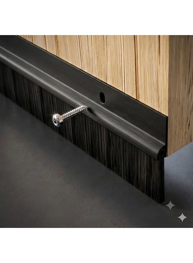 1M Door Draft Stopper Brush Seal Strip, Dust Guard Door Bottom Seal, Brush Weather Strip for Doors, Dust & Insect Blocker, Black - Image 1