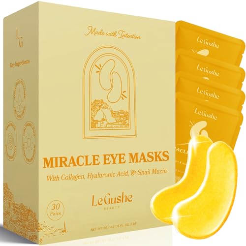 LE GUSHE Under Eye Patches  Gold Under Eye Masks for Dark Circles and Puffiness  With Collagen  Amino Acids  Gifts for Women  Bridesmaid Gifts 30 pairs