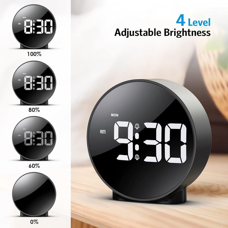 Meneflix LED Digital Alarm Clock with Large Display Time Temperature Display 3 Levels Brightness Electronic Clocks Voice Activated Alarm Clocks for Bedroom Study Room Office Hotel - Image 2